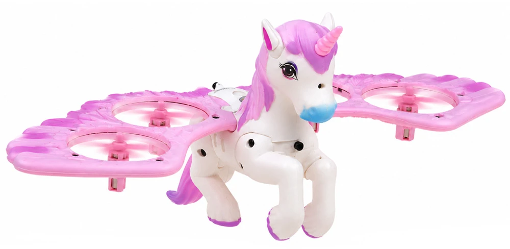 Jokomisiada Remote-controlled flying drone UNICORN PEGASUS - lights up pink RC0777