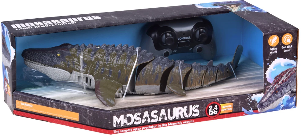 Jokomisiada Remote-Controlled Mosasaurus Aquatic Dinosaur Swims and Sprays Vanduo 40 cm RC0801