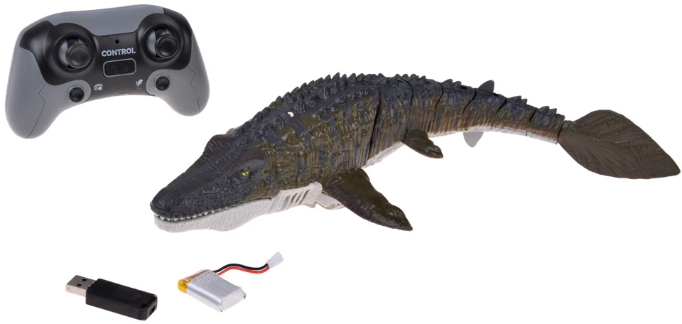 Jokomisiada Remote-Controlled Mosasaurus Aquatic Dinosaur Swims and Sprays Vanduo 40 cm RC0801