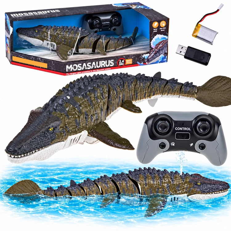 Jokomisiada Remote-Controlled Mosasaurus Aquatic Dinosaur Swims and Sprays Vanduo 40 cm RC0801