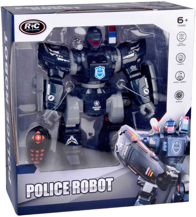 Jokomisiada Remote-controlled POLICE ROBOT - walks, dances, shoots and lights up RC0731