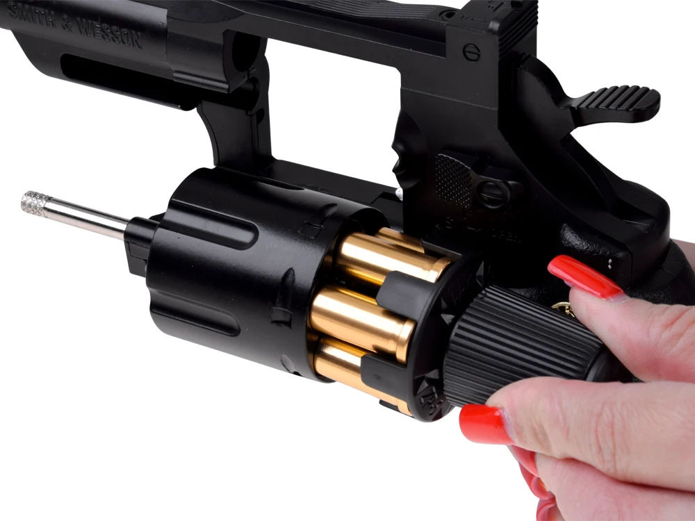 Jokomisiada Žaislinis pistoletas REVOLVER – metalinis, automatinis, su keičiamais elementais ZA6410