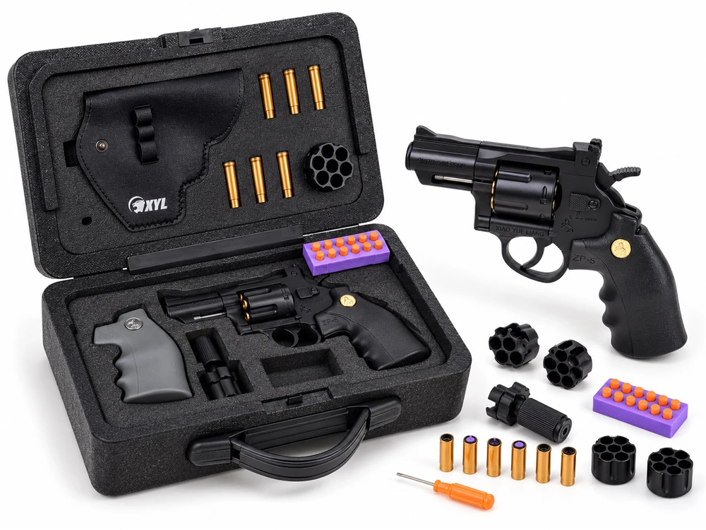 Jokomisiada Žaislinis pistoletas REVOLVER – metalinis, automatinis, su keičiamais elementais ZA6410