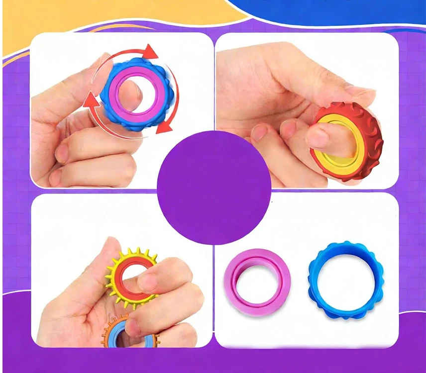 Jokomisiada Rotating Anti-Stress Sensory Fidget Rings – Set of 6 ZA6619