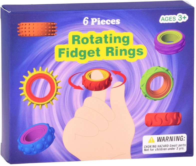 Jokomisiada Rotating Anti-Stress Sensory Fidget Rings – Set of 6 ZA6619