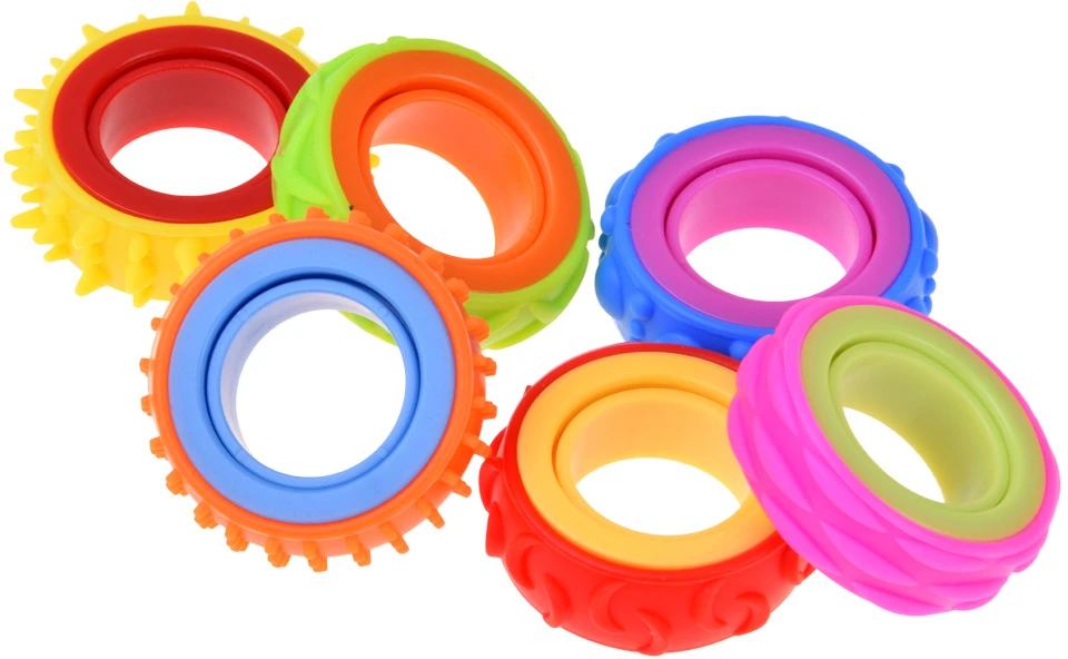 Jokomisiada Rotating Anti-Stress Sensory Fidget Rings – Set of 6 ZA6619