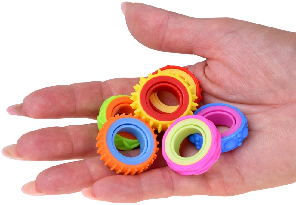 Jokomisiada Rotating Anti-Stress Sensory Fidget Rings – Set of 6 ZA6619