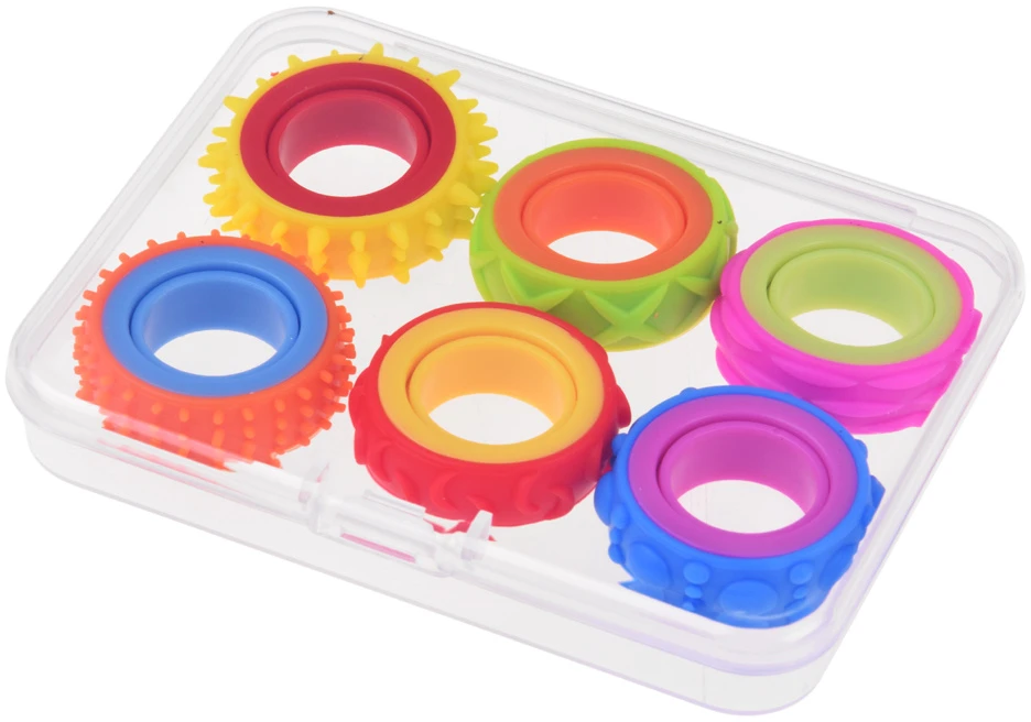 Jokomisiada Rotating Anti-Stress Sensory Fidget Rings – Set of 6 ZA6619