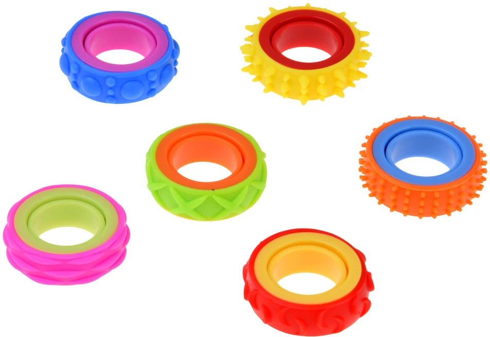 Jokomisiada Rotating Anti-Stress Sensory Fidget Rings – Set of 6 ZA6619