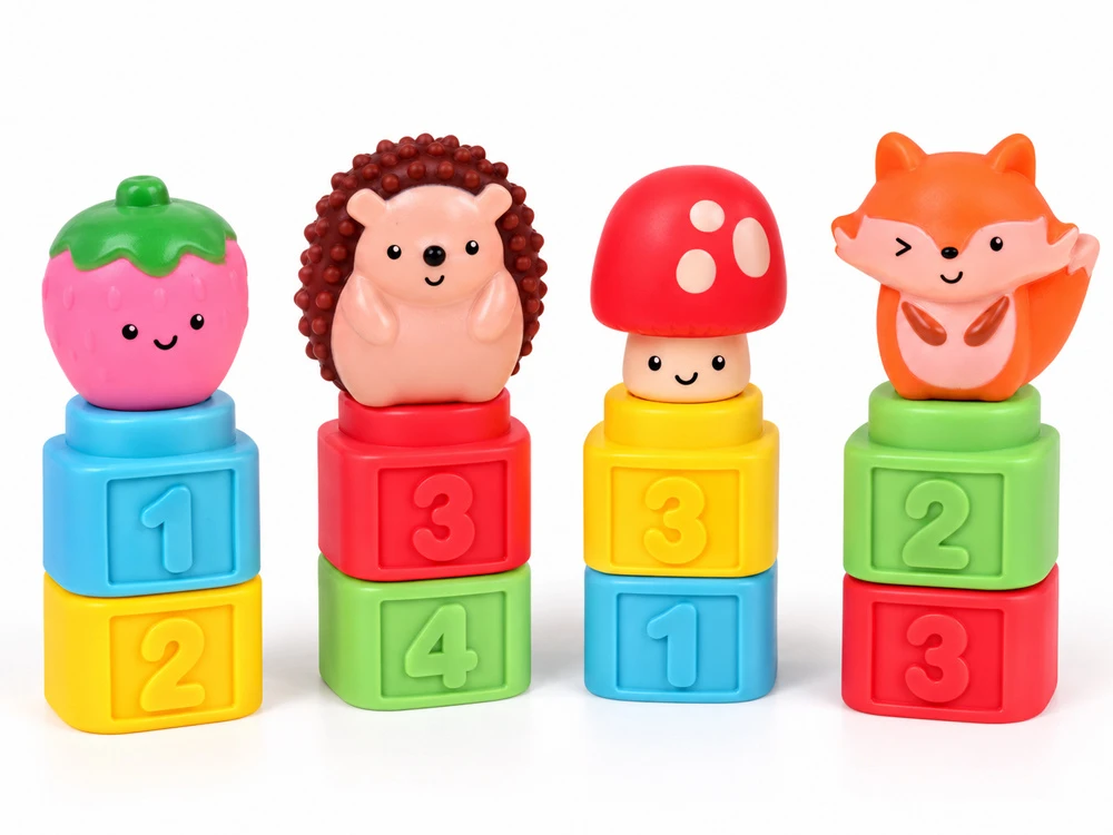 Jokomisiada Rubber blocks 3 in 1 - soft, sensory, finger puppets 22 pieces ZA6439