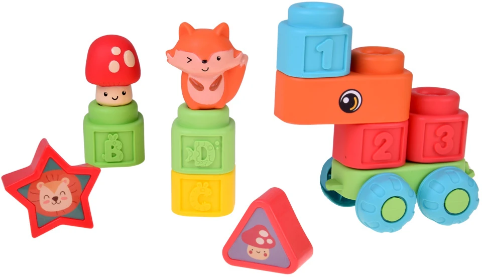 Jokomisiada Rubber blocks 3 in 1 - soft, sensory, finger puppets 22 pieces ZA6439