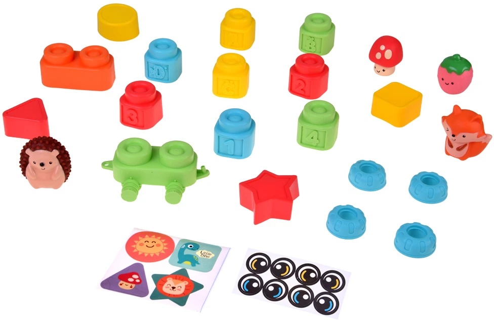 Jokomisiada Rubber blocks 3 in 1 - soft, sensory, finger puppets 22 pieces ZA6439