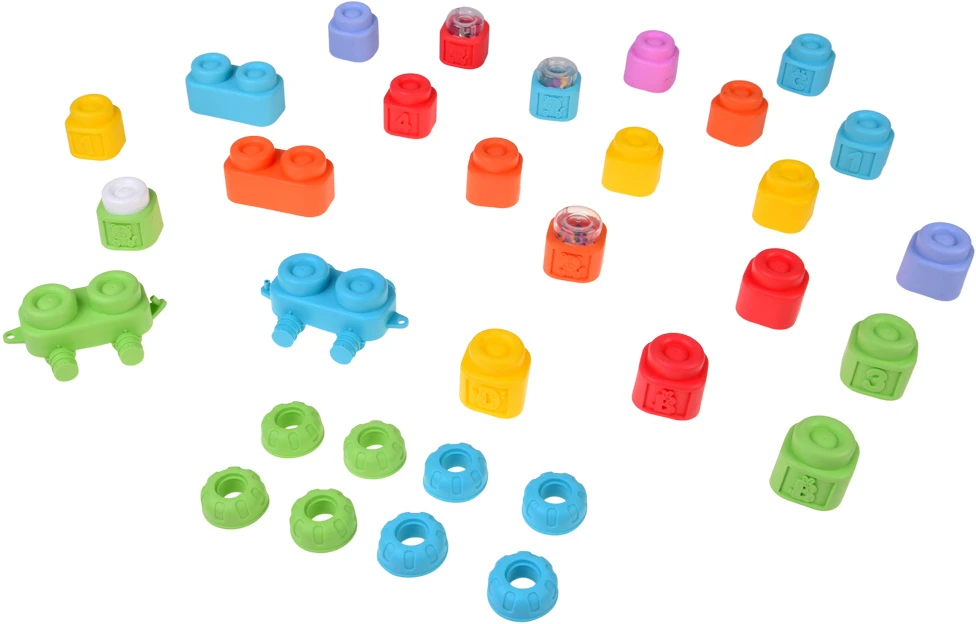 Jokomisiada Rubber blocks 3 in 1 - soft, sensory, sound, light 32 pieces ZA6435
