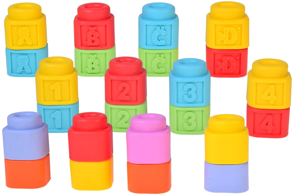 Jokomisiada Rubber blocks 3 in 1 - soft, sensory, sound, light 32 pieces ZA6435