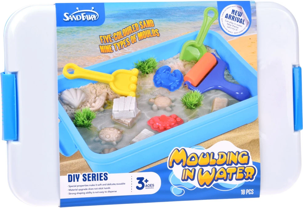 Jokomisiada Sandbox 2 in 1 Dynamic sand, molds and box 18 pieces ZA6293