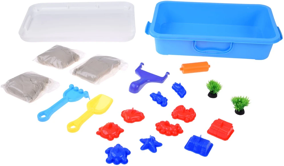 Jokomisiada Sandbox 2 in 1 Dynamic sand, molds and box 18 pieces ZA6293