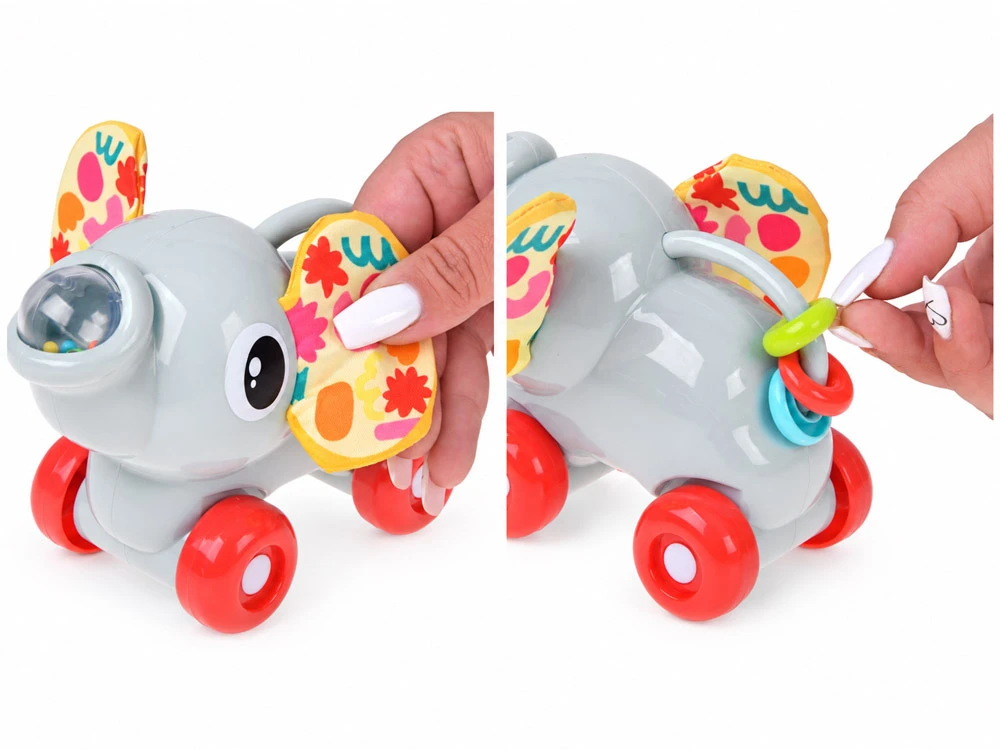 Jokomisiada Sensory ELEPHANT on wheels for toddlers - rustling, sliding ZA6342