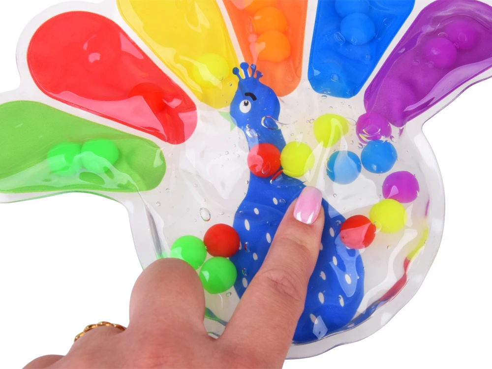 Jokomisiada Sensory Fidget Toy Peacock for Squeezing with Colorful Balls ZA6552