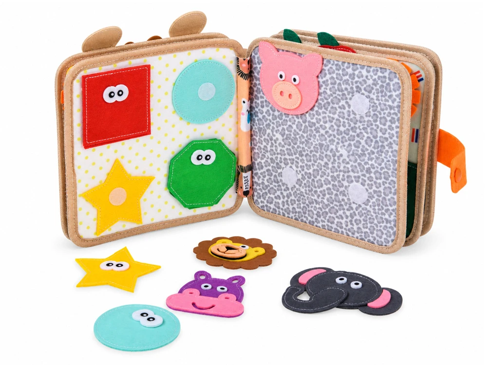Jokomisiada Sensory manipulation book with Velcro and moving elements ZA6600