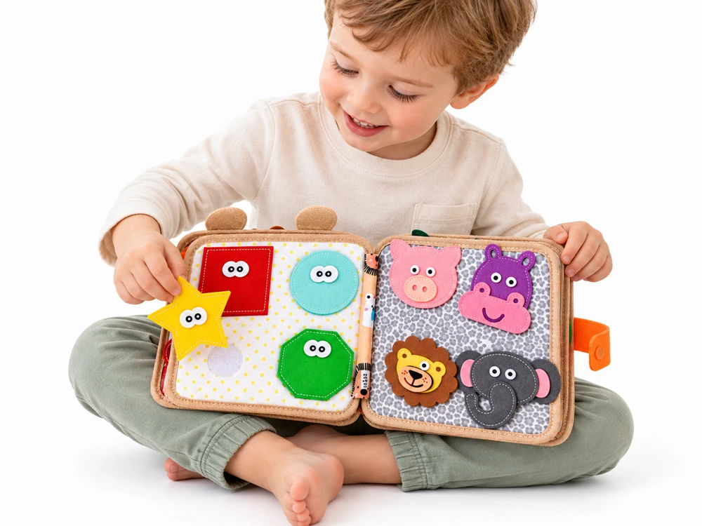 Jokomisiada Sensory manipulation book with Velcro and moving elements ZA6600