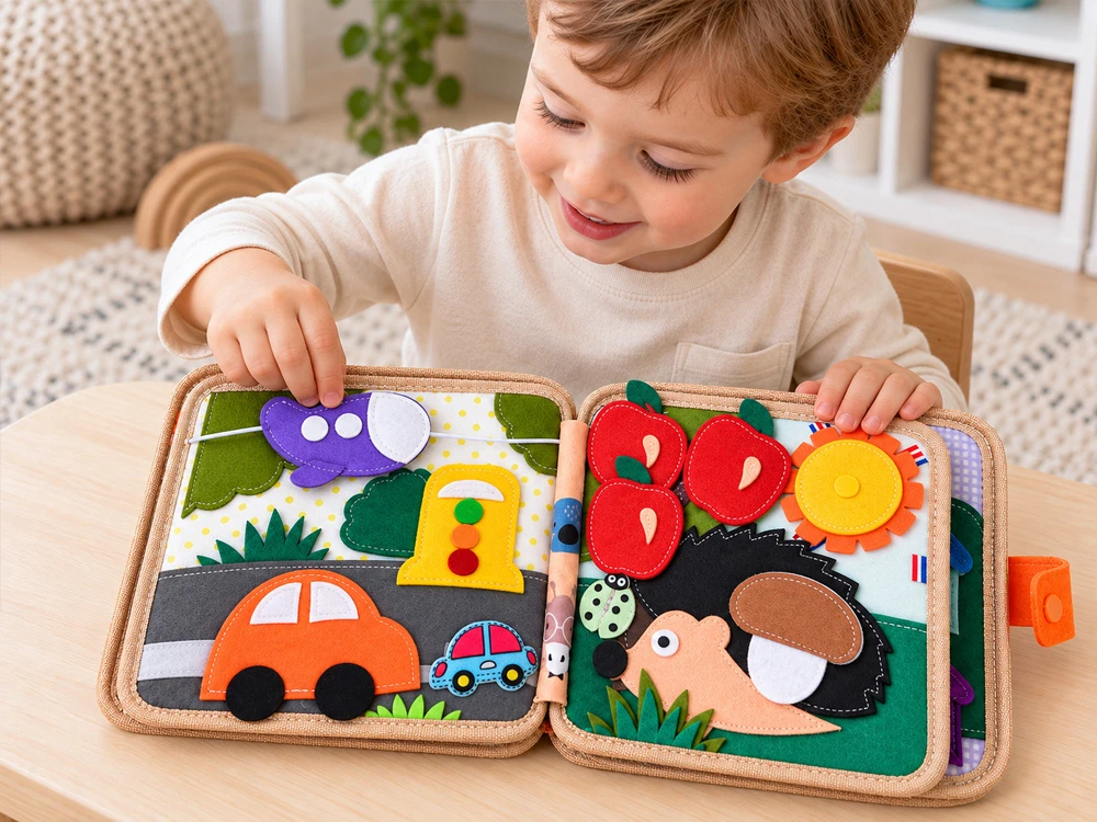 Jokomisiada Sensory manipulation book with Velcro and moving elements ZA6600