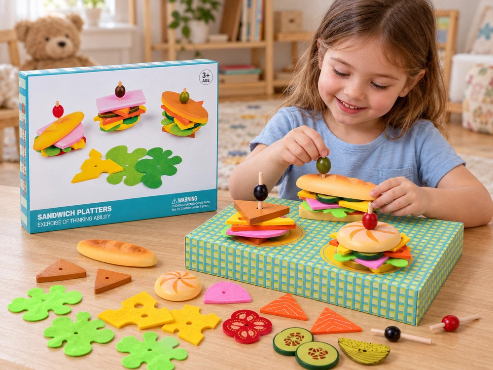 Jokomisiada Medinių ir veltinio 3D sumuštinių gaminimo rinkinys, 27 dalys ZA6248