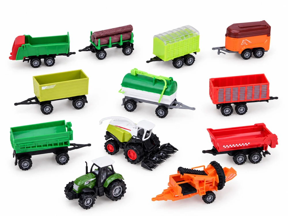Jokomisiada Set of agricultural vehicles - tractor, combine harvester, trailers 12 elements ZA6419