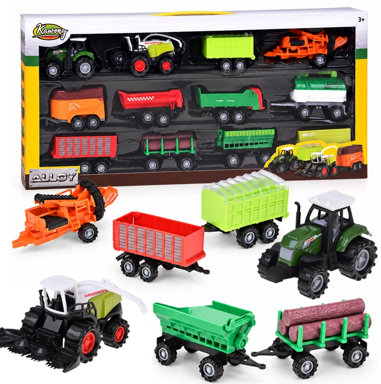 Jokomisiada Set of agricultural vehicles - tractor, combine harvester, trailers 12 elements ZA6419