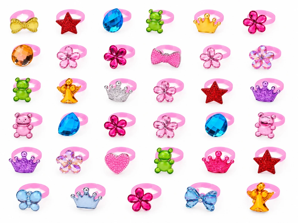 Jokomisiada Set of rings for girls, 36 pieces. Jewelry in a box ZA6295