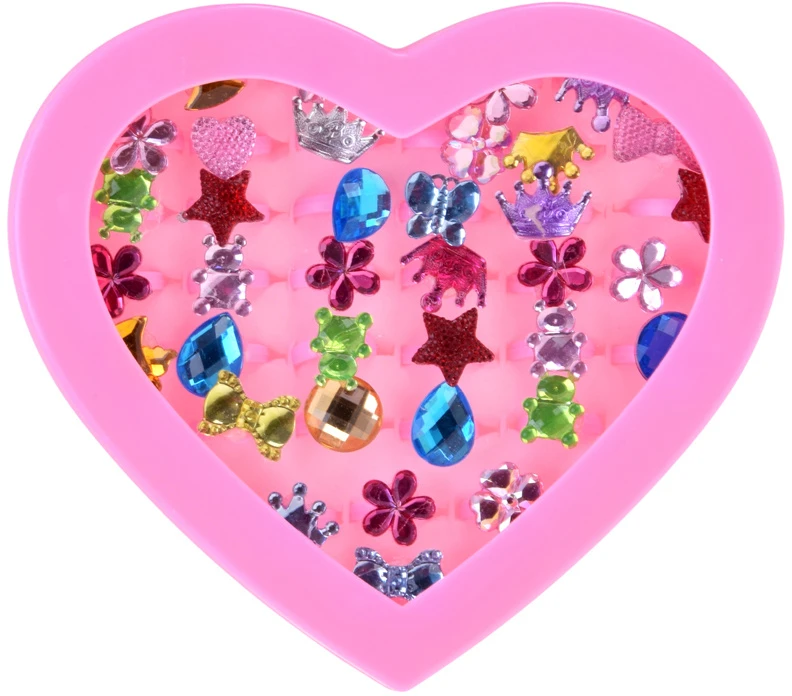 Jokomisiada Set of rings for girls, 36 pieces. Jewelry in a box ZA6295