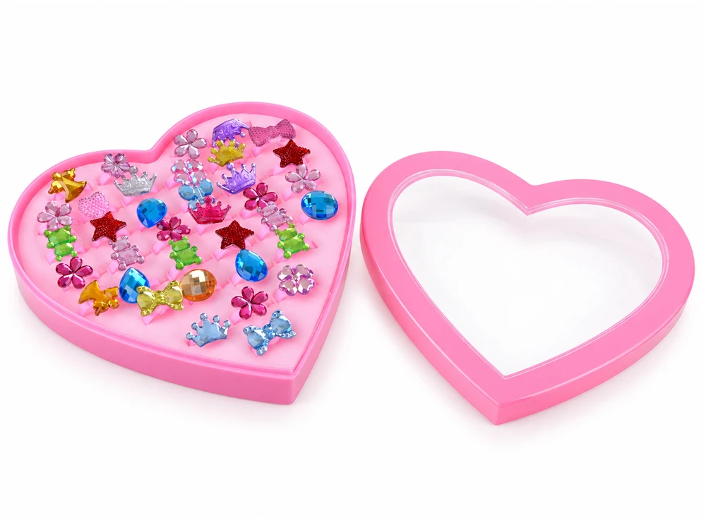 Jokomisiada Set of rings for girls, 36 pieces. Jewelry in a box ZA6295