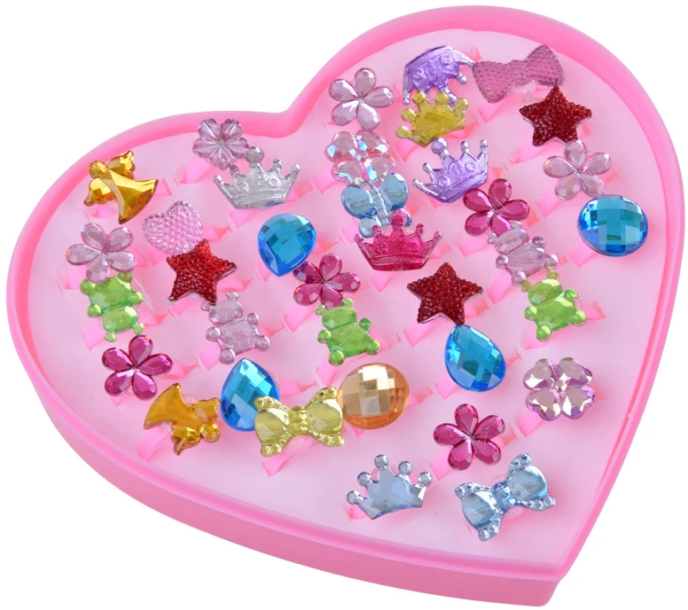 Jokomisiada Set of rings for girls, 36 pieces. Jewelry in a box ZA6295