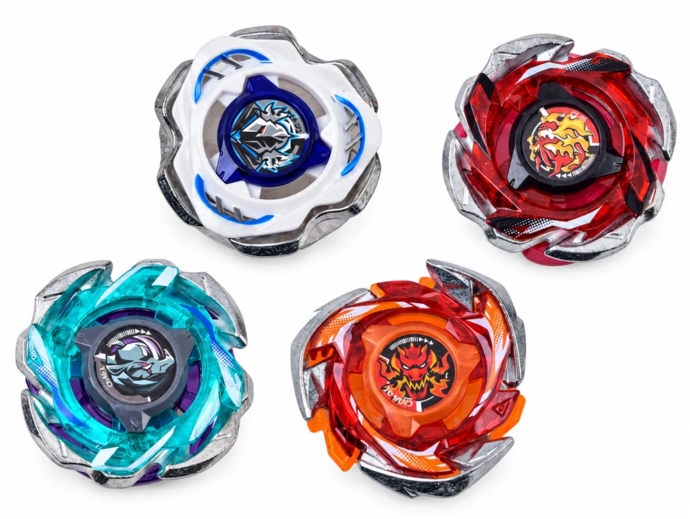Jokomisiada Set of spinning battle tops 4 pcs + arena and launchers ZA6456
