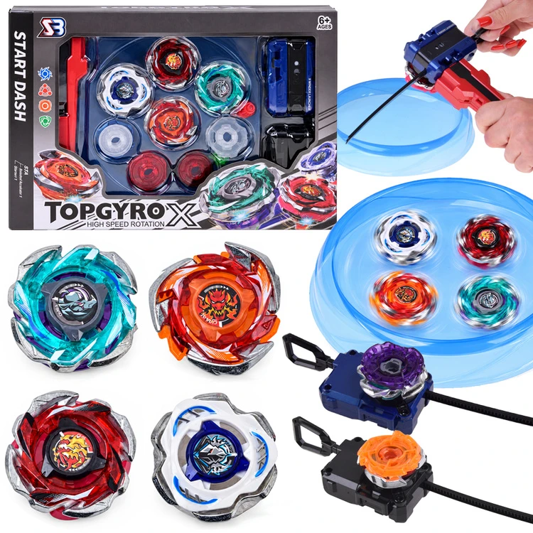 Jokomisiada Set of spinning battle tops 4 pcs + arena and launchers ZA6456