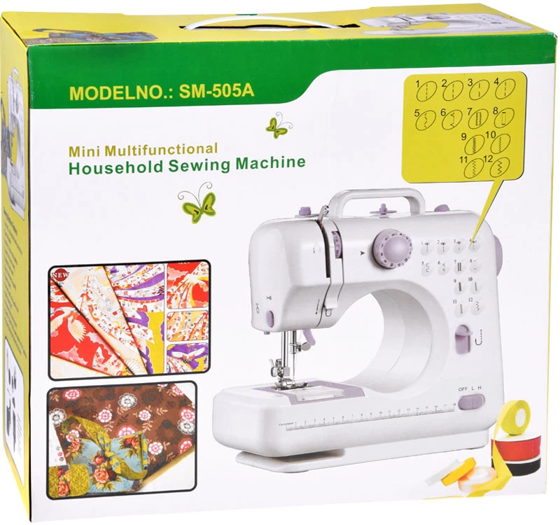 Jokomisiada Sewing Machine for Children 12 Stitches Foot Pedal Power Adapteris LED ZA6432