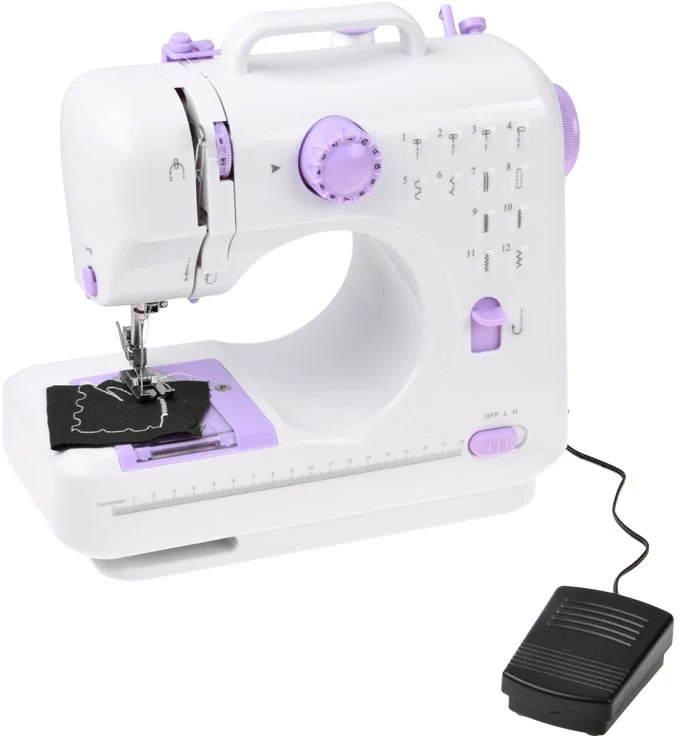 Jokomisiada Sewing Machine for Children 12 Stitches Foot Pedal Power Adapteris LED ZA6432