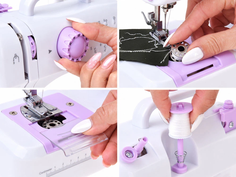Jokomisiada Sewing Machine for Children 12 Stitches Foot Pedal Power Adapteris LED ZA6432