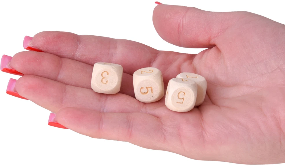 Jokomisiada Skill game: A wobbly tower of blocks + 4 wooden dice ZA6294