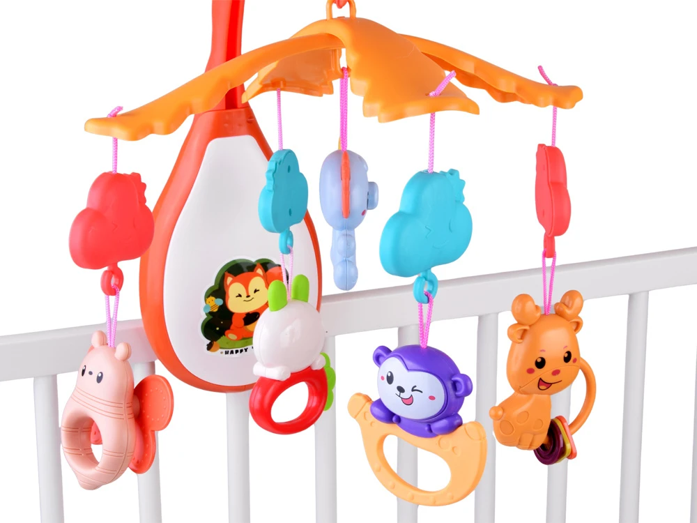Jokomisiada Squirrel Cot Mobile with Projektorius, Music, Remote Control and Hanging Toys ZA6271