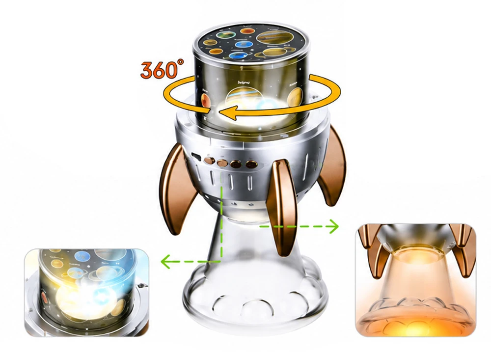 Jokomisiada Star Projektorius Space Rocket Night Light Bluetooth ZA6314