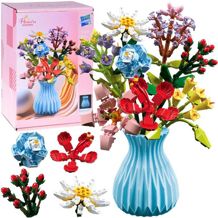 Jokomisiada Technical blocks Bouquet of 8 wild flowers in a vase 699 pieces ZA5891