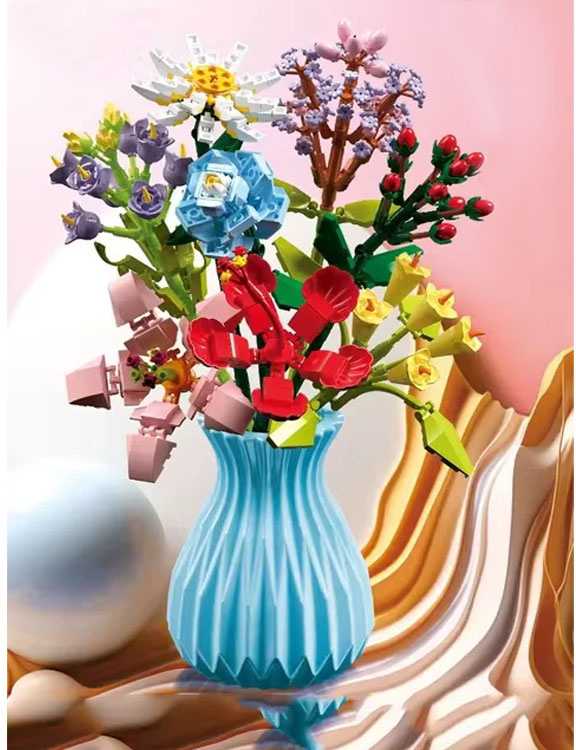 Jokomisiada Technical blocks Bouquet of 8 wild flowers in a vase 699 pieces ZA5891