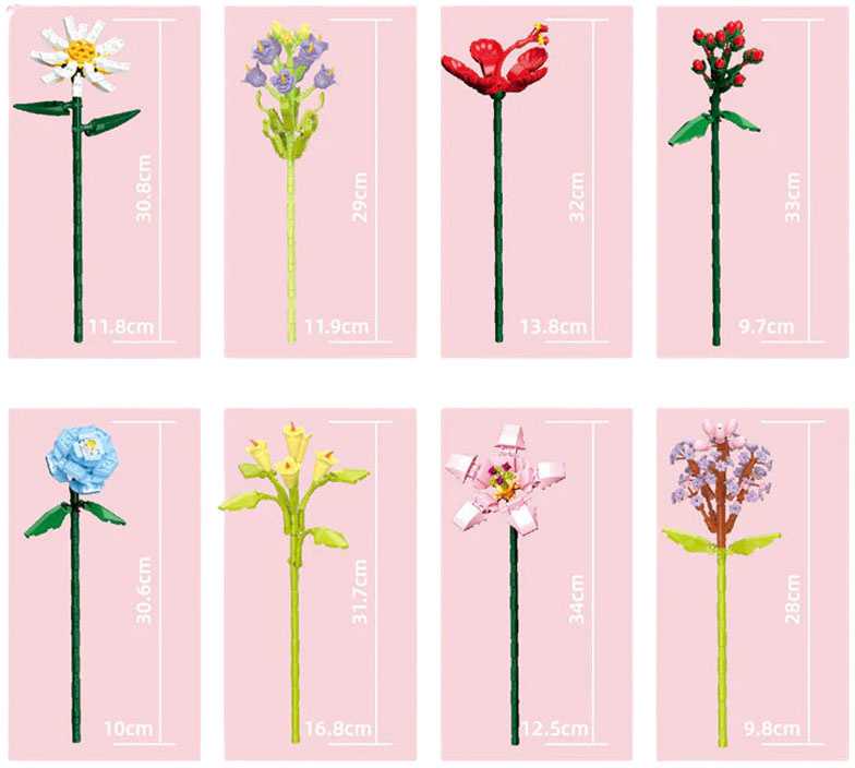 Jokomisiada Technical blocks Bouquet of 8 wild flowers in a vase 699 pieces ZA5891