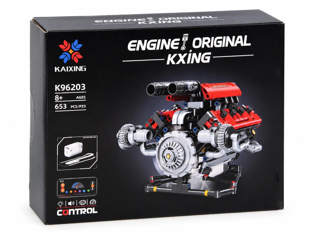 Jokomisiada Techniniai kaladėlių rinkiniai V8 VARIKLIO konstravimas su interaktyvia baterija 653ele ZA6371