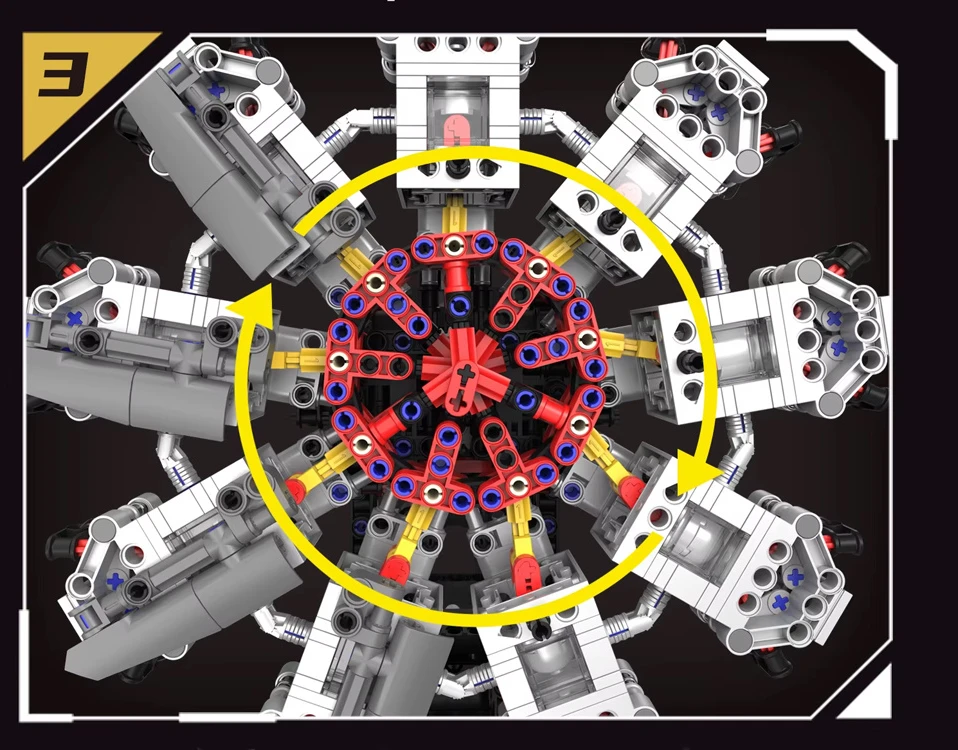 Jokomisiada Technical blocks Build an aircraft ENGINE with 1100ele batteries ZA6367