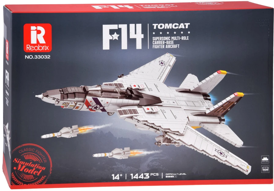 Jokomisiada Techniniai blokai F-14 Tomcat 1600 dalių Amerikiečių naikintuvas ZA5301