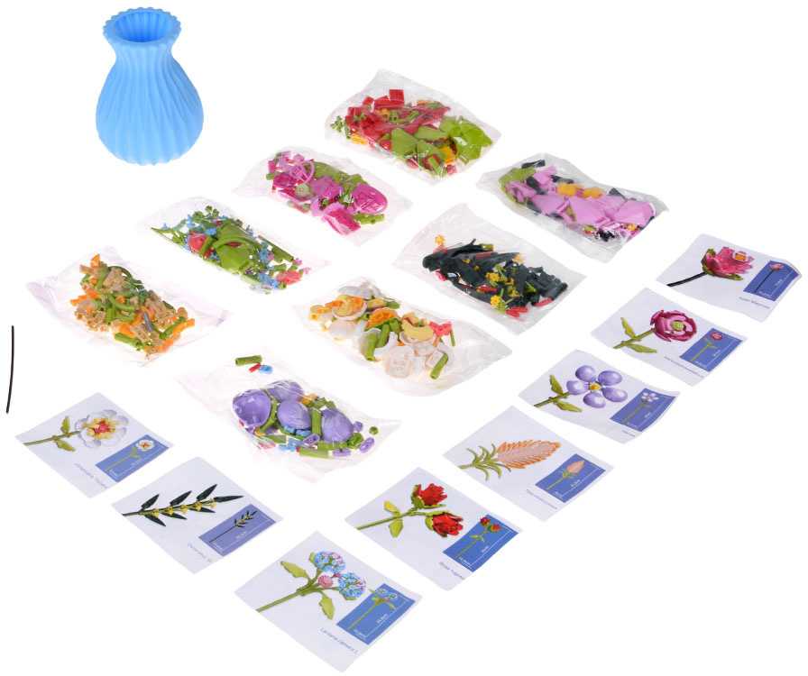 Jokomisiada Technical blocks SERIES: Bouquet of 8 wildflowers in a vase 691 pieces ZA5892