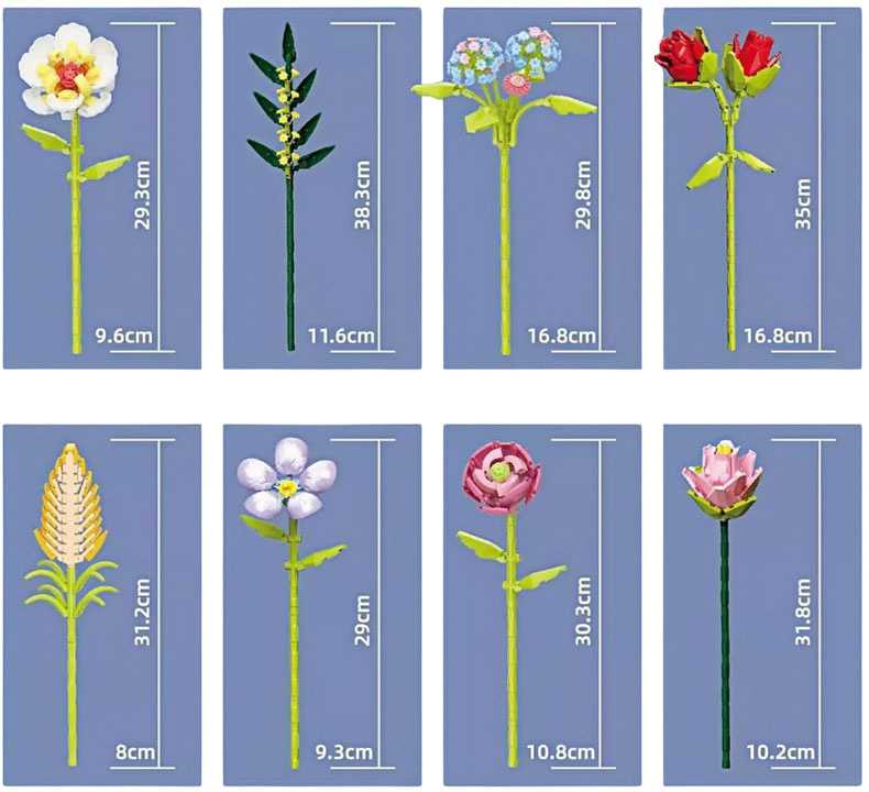 Jokomisiada Technical blocks SERIES: Bouquet of 8 wildflowers in a vase 691 pieces ZA5892