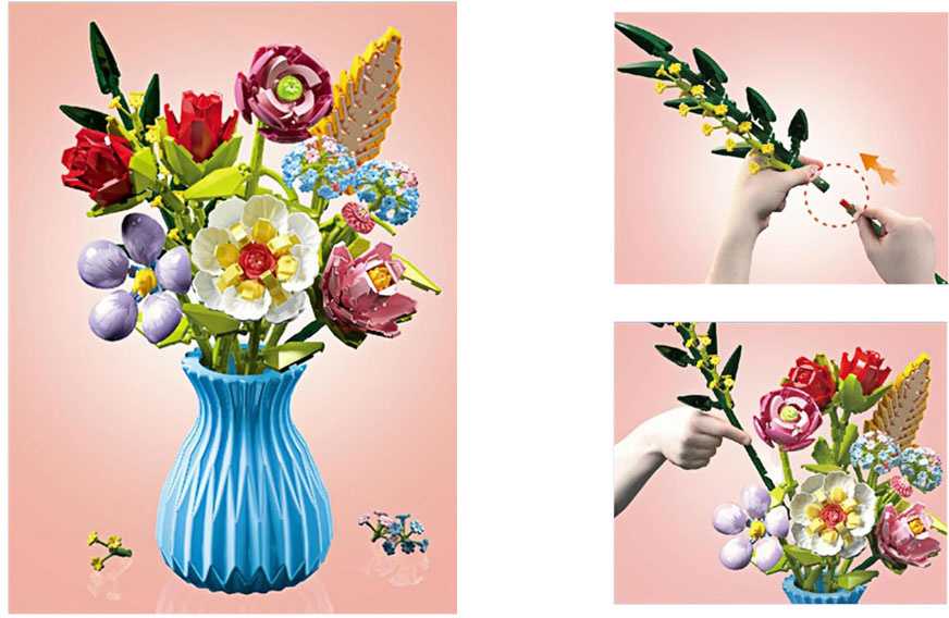 Jokomisiada Technical blocks SERIES: Bouquet of 8 wildflowers in a vase 691 pieces ZA5892