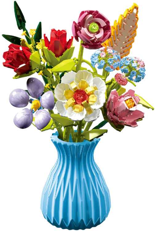 Jokomisiada Technical blocks SERIES: Bouquet of 8 wildflowers in a vase 691 pieces ZA5892